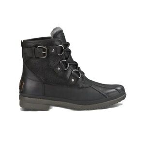 UGG | WOMENS CECILE WINTER DUCK BOOTS IN BLACK LEATHER SIZE 10